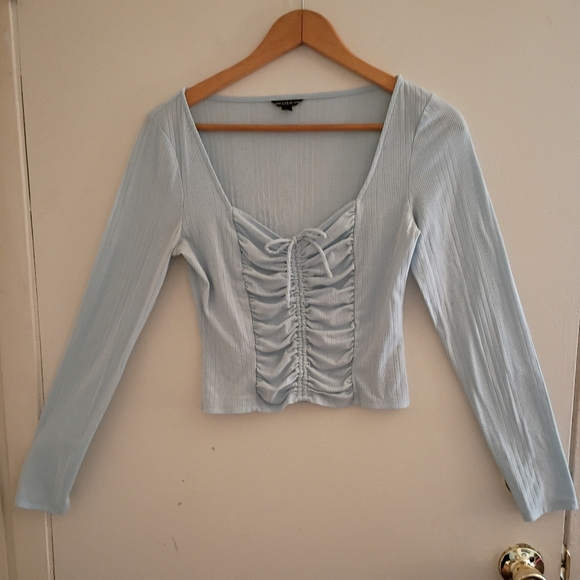 Guess Tops - Guess Baby Blue Ruched Top